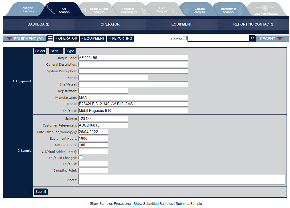 Enter Sample Details